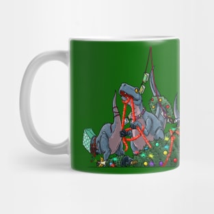 Velociraptor Dinosaur Christmas Decoration Demolition Mug